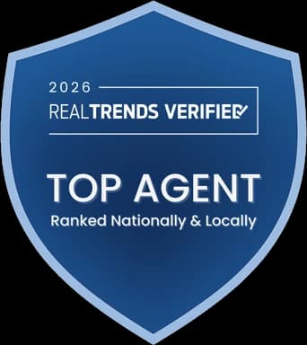 RealTrends Verified 2026 Top Agent shield, ranked nationally and locally.
