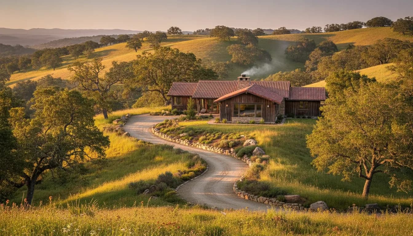 Portola Valley acreage in a wooded hillside setting.